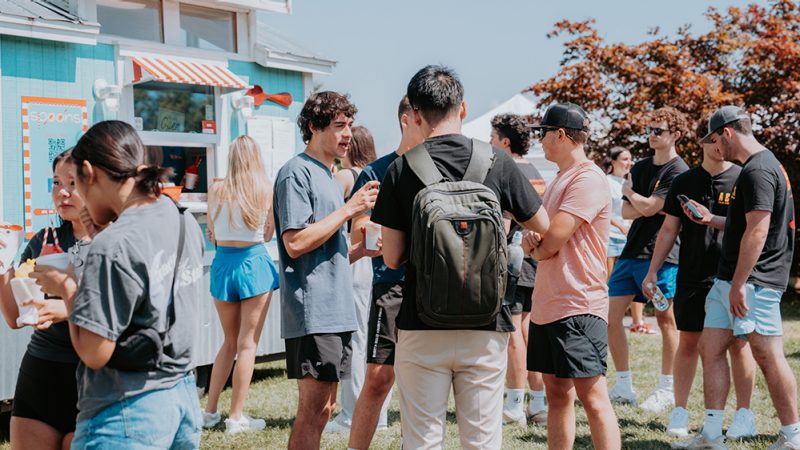 Students gathered at a Recreational Sports event