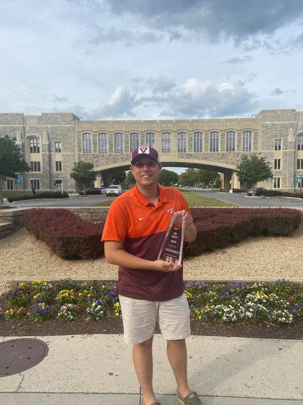 Hughes with his award at Torgeson Bridge